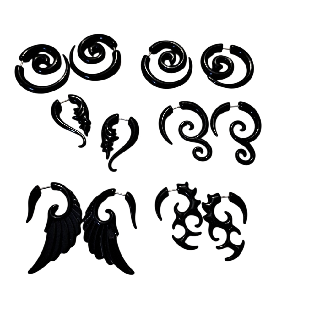 Gothic Acrylic Fake-Gauge Ear Tapers - 6 Pair
